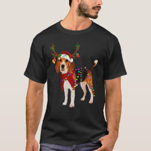 Camiseta Navidades de Santa Beagle Reindeer Light