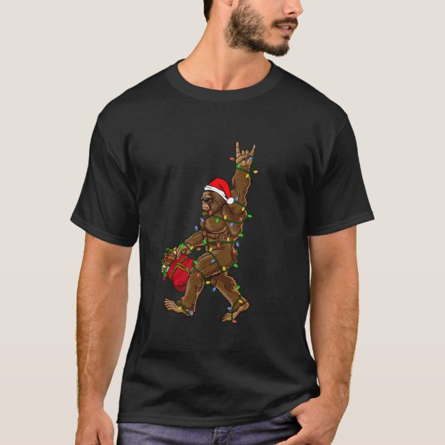 Camiseta Navidades de Santa Bigfoot iluminan sasquatc graci (Anverso)