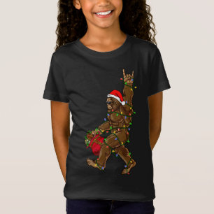 Camiseta Navidades de Santa Bigfoot iluminan sasquatc graci