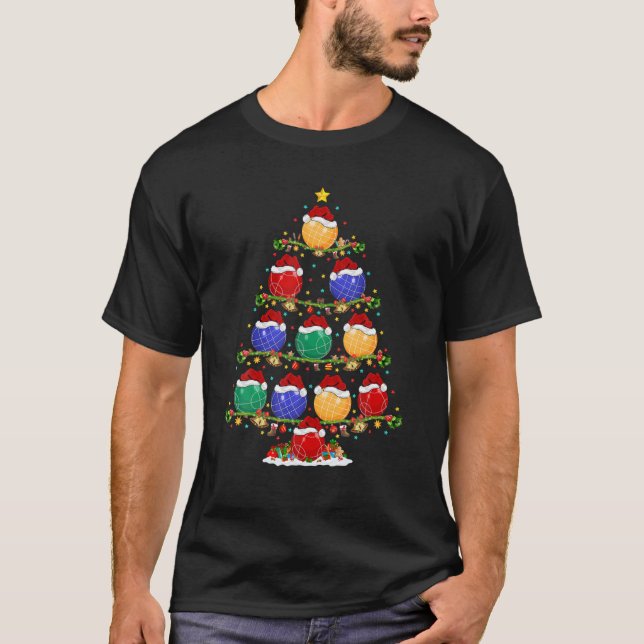 Camiseta Navidades de Santa Bocce Lover Xmas iluminando Tr (Anverso)