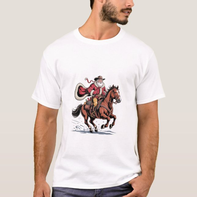 Camiseta Navidades de Santa Bola de Rodeo y Caballo de Oest (Anverso)