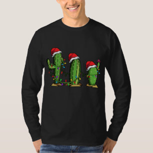 Camiseta Navidades de Santa Cactus iluminan divertida relac