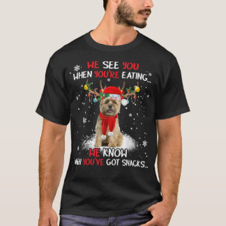 Camiseta Navidades de Santa Cairn Terrier de la luz de los