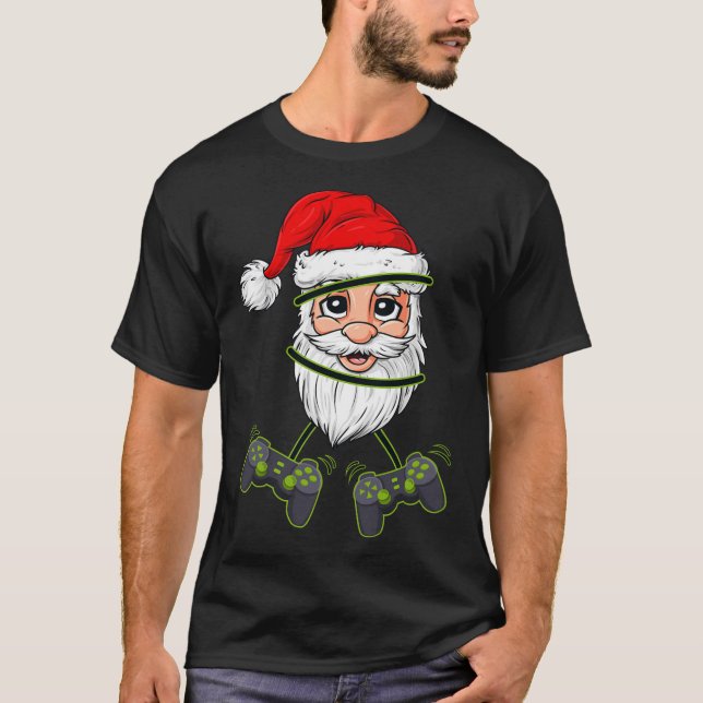 Camiseta Navidades de Santa Claus Control de videojuegos Ni (Anverso)