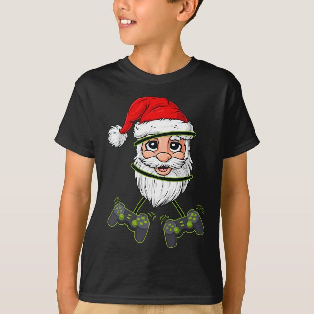 Camiseta Navidades de Santa Claus Control de videojuegos Ni (Anverso)
