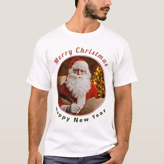 Camiseta Navidades de Santa Claus de época personalizan Año (Anverso)