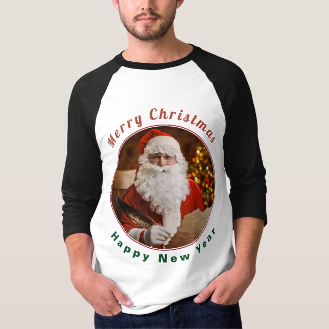 Camiseta Navidades de Santa Claus de época personalizan Año (Anverso)