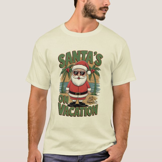 Camiseta Navidades de Santa Claus de vacaciones (Anverso)