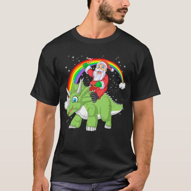 Camiseta navidades de santa claus en triceratops (Anverso)
