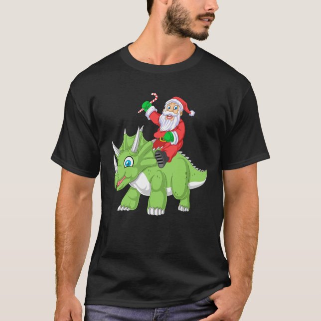 Camiseta navidades de santa claus en triceratops (Anverso)