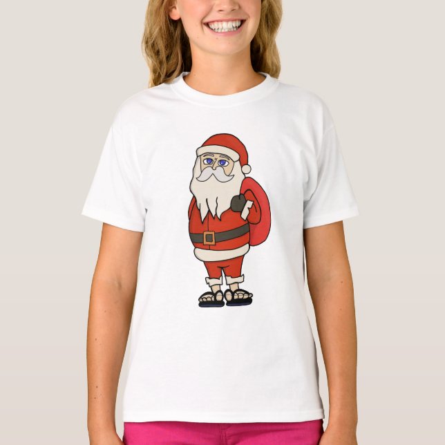 Camiseta Navidades de Santa Claus Flip Flops (Anverso)