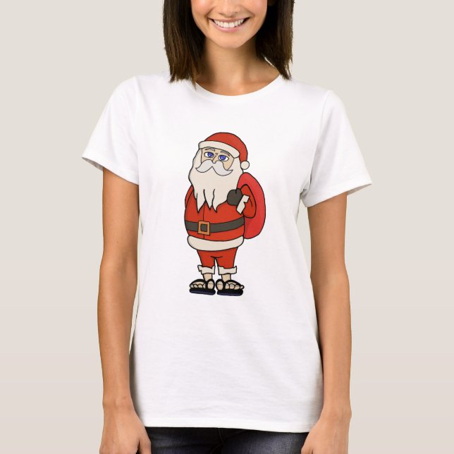 Camiseta Navidades de Santa Claus Flip Flops (Anverso)