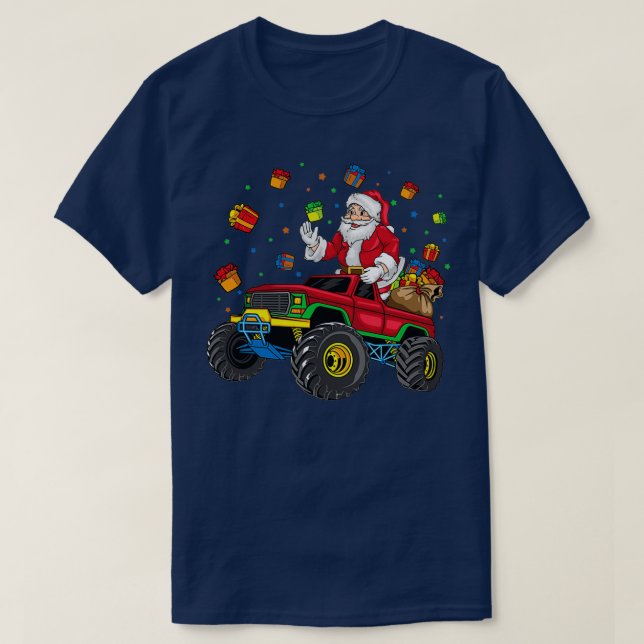 Camiseta navidades de santa claus Monster Truck regalo 2 (Diseño del anverso)