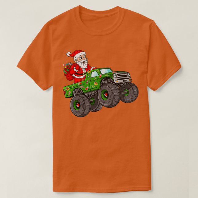 Camiseta Navidades De Santa Claus Montando Camiones (Diseño del anverso)