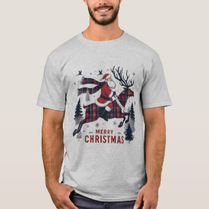 Camiseta Navidades de Santa Claus montando sus renos