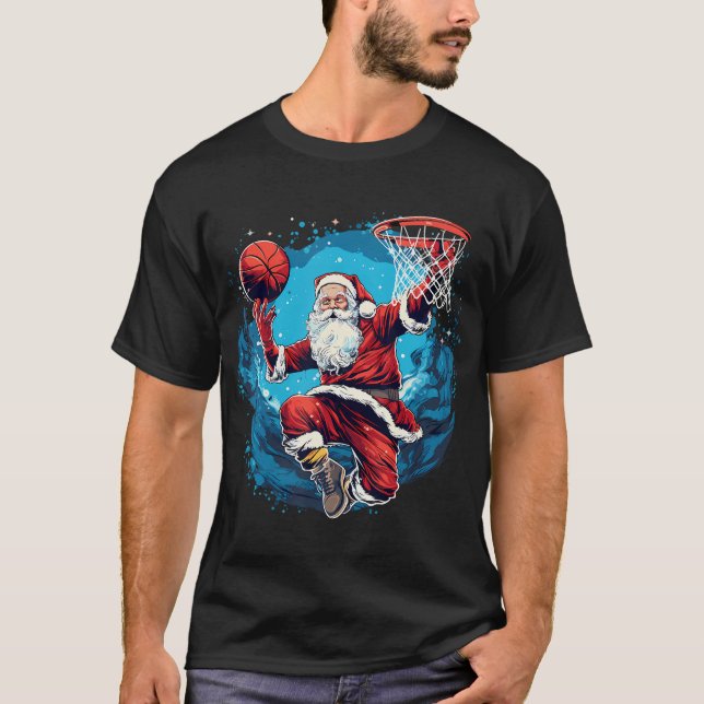 Camiseta Navidades de Santa Claus Noches de Baloncesto (Anverso)