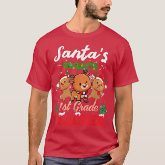 Camiseta Navidades de Santa Claus profesora favorita de pri