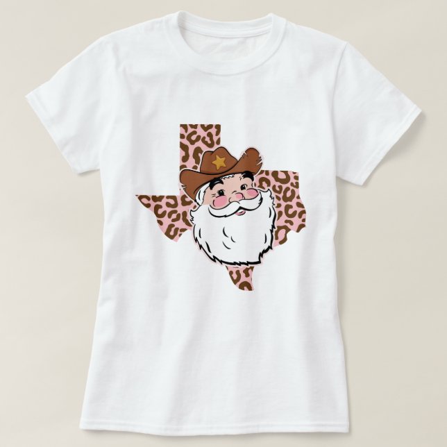 Camiseta Navidades de Santa Cowboy Texas (Diseño del anverso)