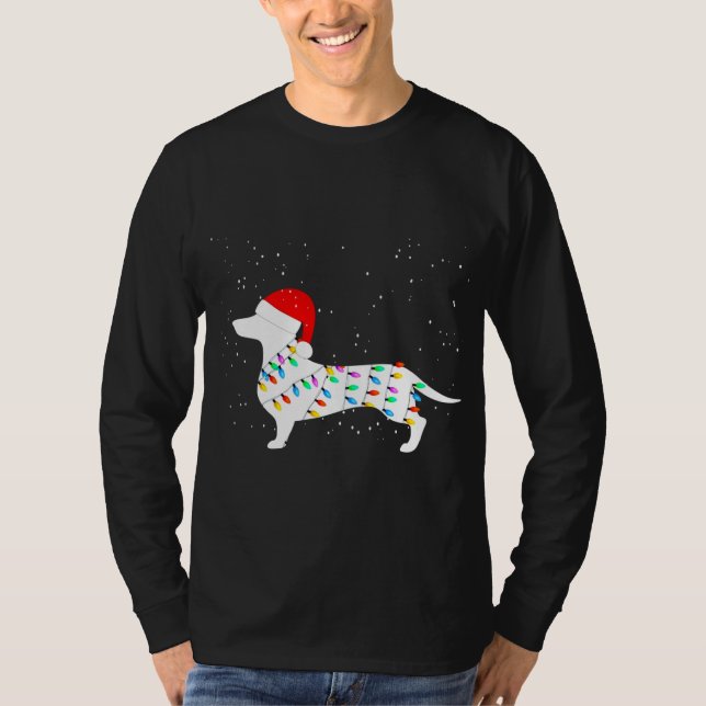 Camiseta Navidades de Santa Dachshund iluminan Dachshund Pa (Anverso)
