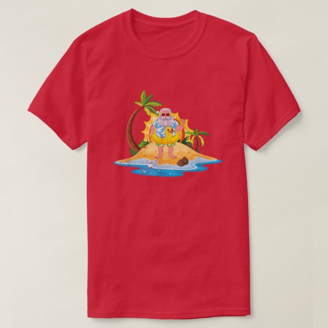 Camiseta Navidades de Santa  divertidos en verano de la pla (Diseño del anverso)