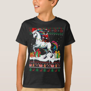 Camiseta Navidades de Santa Dobermann Riding Unicorn Sweate