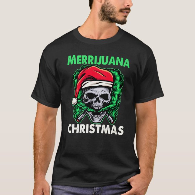 Camiseta Navidades de Santa Fumadores Merrijuana Ropa (Anverso)