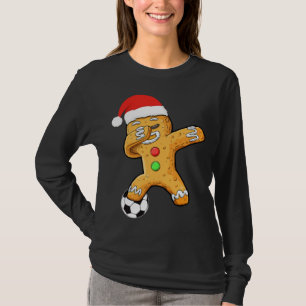 Camiseta Navidades de Santa Fútbol Dabbing Gingerbread Paja