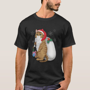 Camiseta Navidades de Santa Gata festejan gato de tabby roj