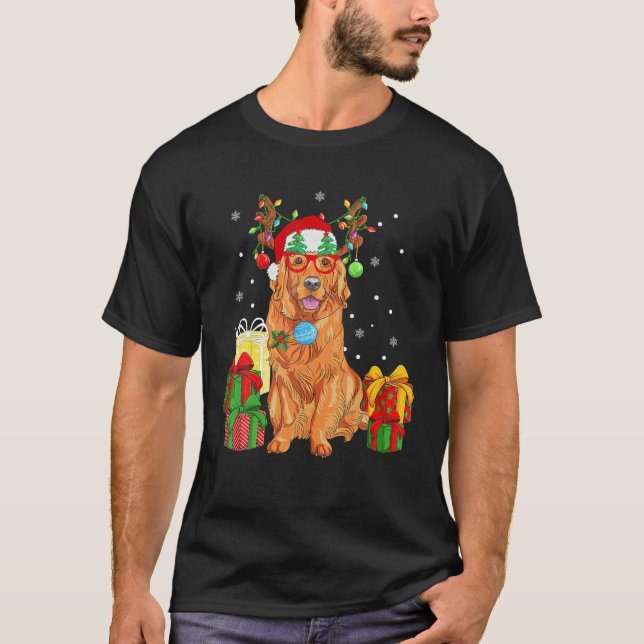 Camiseta Navidades de Santa Golden Retriever iluminan a los (Anverso)