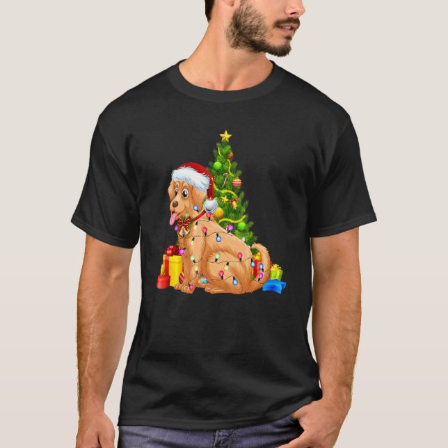 Camiseta Navidades de Santa Golden Retriever iluminan Navid (Anverso)