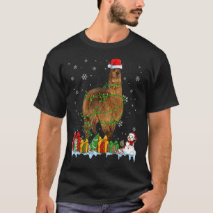 Camiseta Navidades de Santa Hat Alpaca iluminan animales