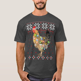 Camiseta Navidades de Santa Hat alumbran pollo, divertidas