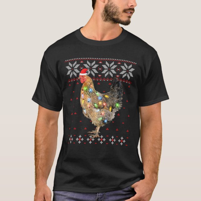 Camiseta Navidades de Santa Hat alumbran pollo, divertidas  (Anverso)