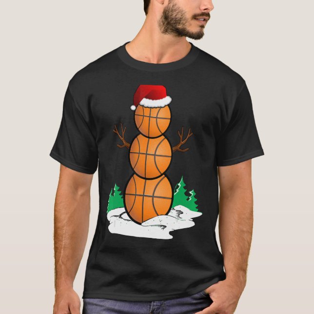 Camiseta Navidades de Santa Hat Ball de baloncesto de nieve (Anverso)