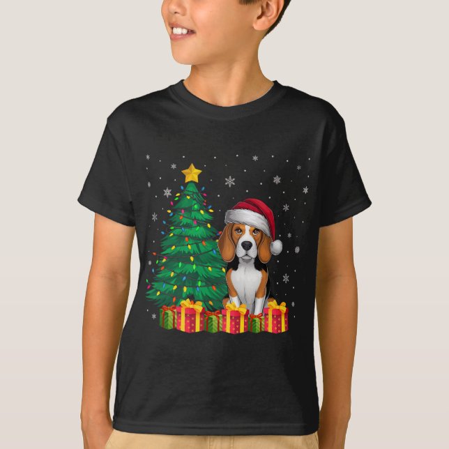 Camiseta Navidades de Santa Hat Beagle Luminosos Perro X (Anverso)