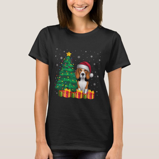Camiseta Navidades de Santa Hat Beagle Luminosos Perro X (Anverso)