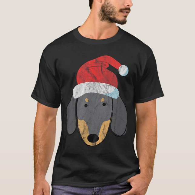 Camiseta Navidades de Santa Hat Dachshund en PJs Xmas Wiene (Anverso)
