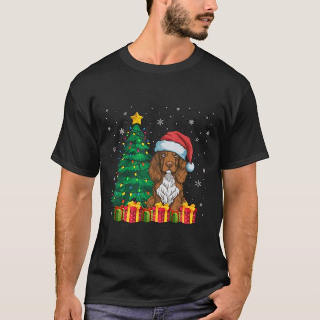 Camiseta Navidades de Santa Hat de Campo feo iluminan perro (Anverso)