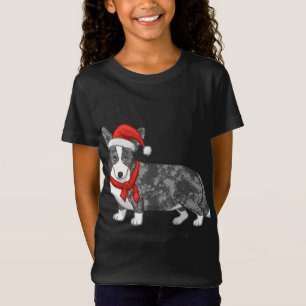 Camiseta Navidades de Santa Hat de Cute Blue Merle Cardigan