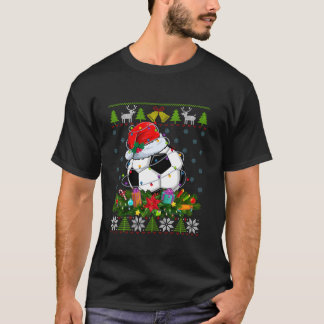 Camiseta Navidades de Santa Hat de la pelota de fútbol alum