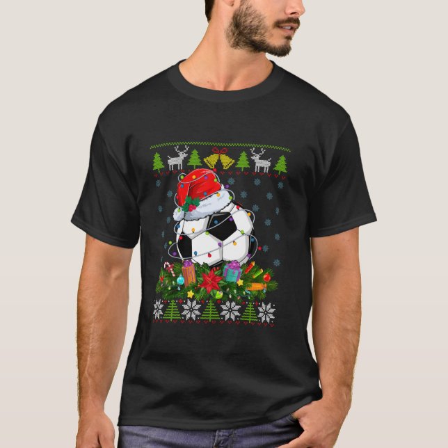 Camiseta Navidades de Santa Hat de la pelota de fútbol alum (Anverso)