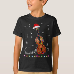 Camiseta Navidades de Santa Hat de violín iluminan Navidad