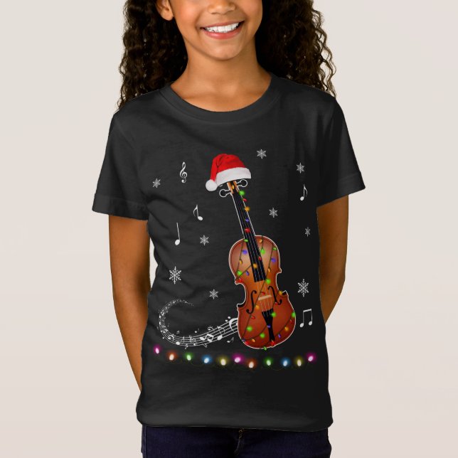 Camiseta Navidades de Santa Hat de violín iluminan Navidad (Anverso)