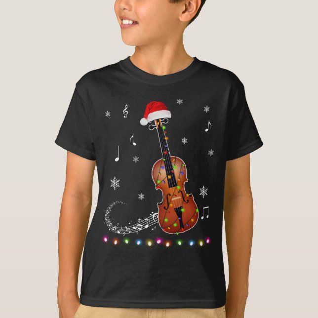 Camiseta Navidades de Santa Hat de violín iluminan Navidad (Anverso)