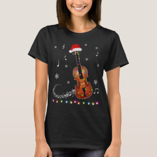 Camiseta Navidades de Santa Hat de violín iluminan Navidad