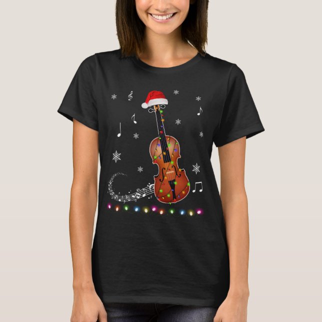 Camiseta Navidades de Santa Hat de violín iluminan Navidad (Anverso)