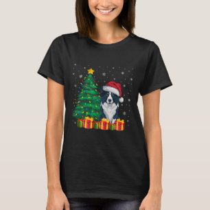 Camiseta Navidades de Santa Hat en el borde feo iluminan a 