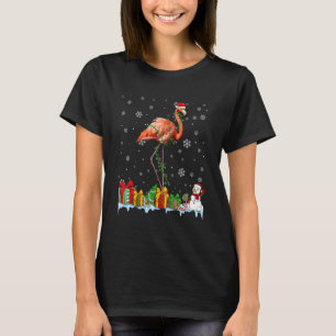 Camiseta Navidades de Santa Hat Flamingo alumbran animales