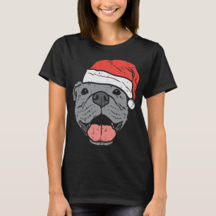 Camiseta Navidades de Santa Hat Pitbull Pit Mascota Perro L