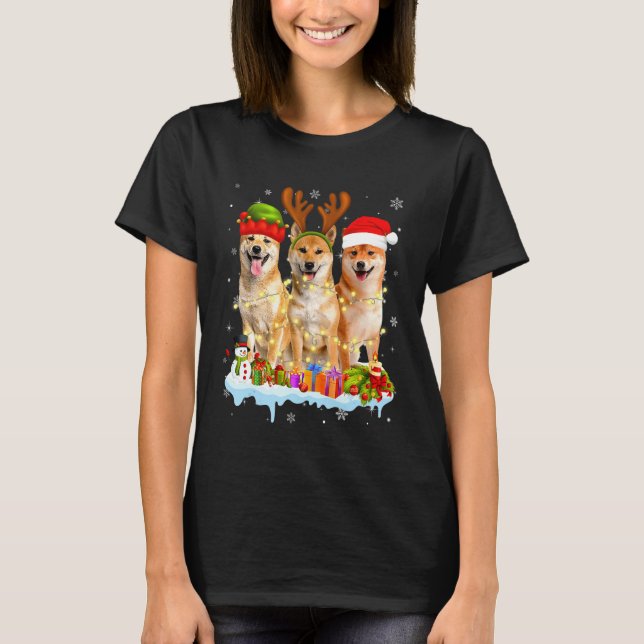 Camiseta Navidades de Santa Hat Shiba Inu encienden navidad (Anverso)
